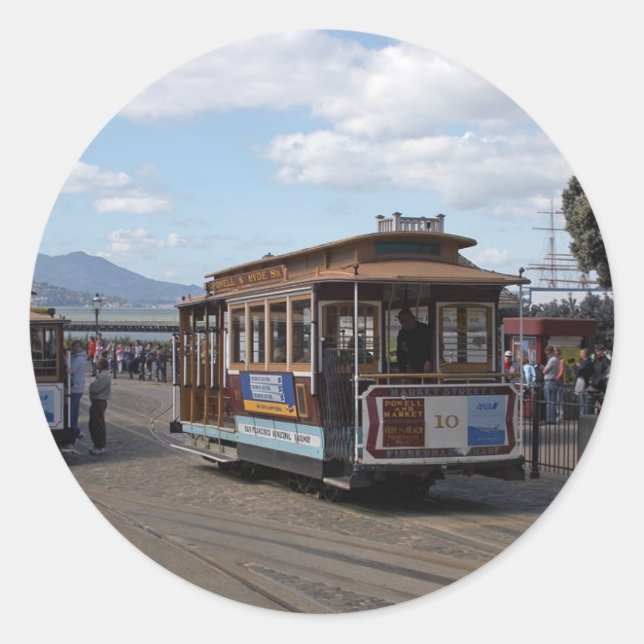 San Francisco Trolley Cars Classic Round Sticker (Front)