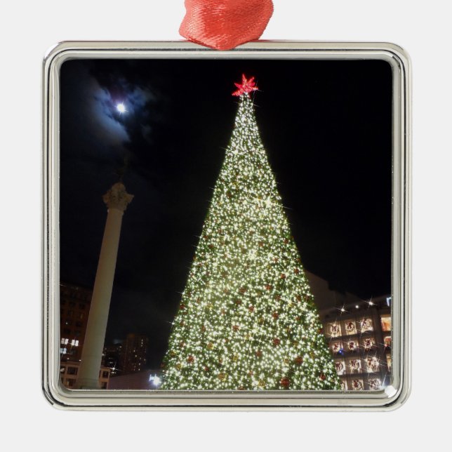 San Francisco Union Square Christmas Metal Ornament (Front)