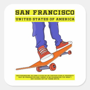 San Francisco, USA Skate Square Sticker