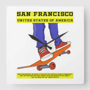 San Francisco, USA Skate Square Wall Clock