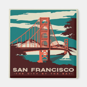 San Francisco Vintage Style Golden Gate Bridge Magnet