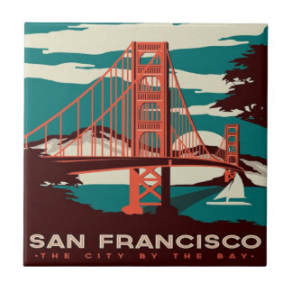 San Francisco Vintage Style Golden Gate Bridge   Tile