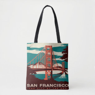 San Francisco Vintage Style Golden Gate Bridge  Tote Bag