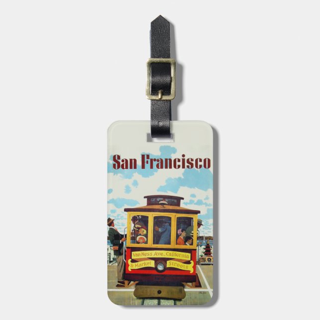 San Francisco Vintage Travel luggage tag (Front Vertical)