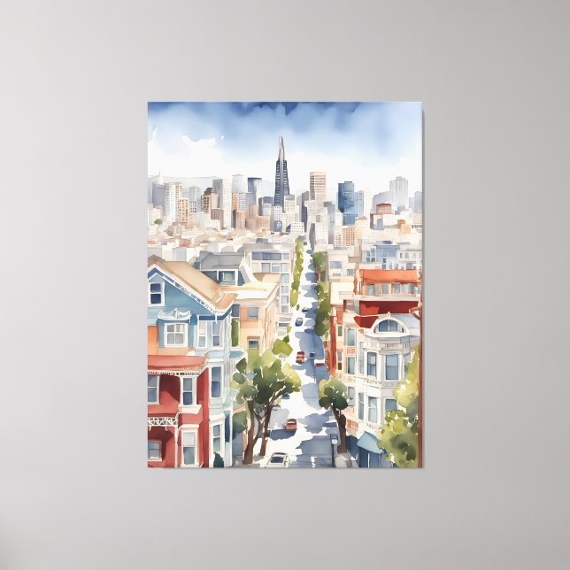 San Francisco watercolor art Canvas Print (Front)