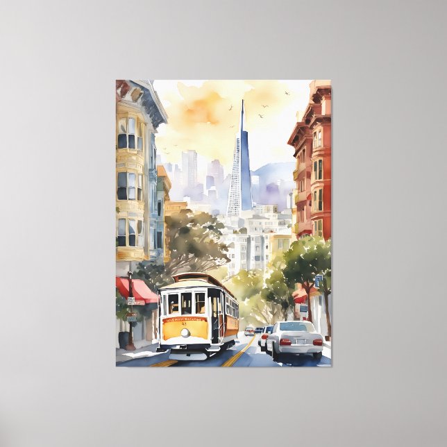 San Francisco watercolor art Canvas Print (Front)