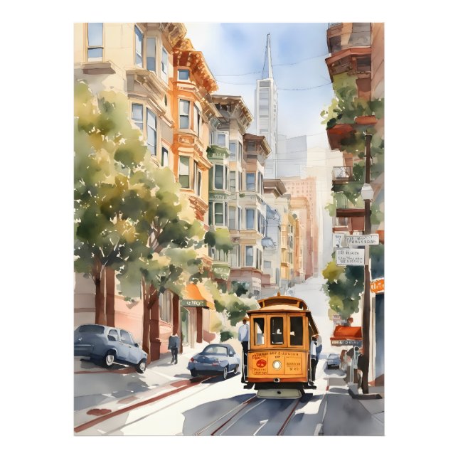 San Francisco watercolor art Photo Print (Front)