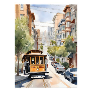 San Francisco watercolor art Photo Print