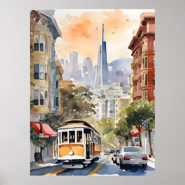 San Francisco watercolor art Poster (Front)