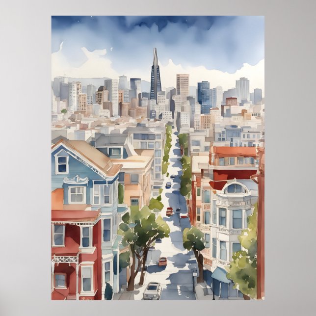 San Francisco watercolor art Poster (Front)
