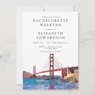 San Francisco  Watercolor Bachelorette Weekend Invitation