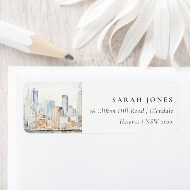 San Francisco Watercolor Landscape Wedding (En situation)