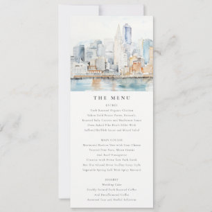 San Francisco Watercolor Landscape Wedding Menu Invitation