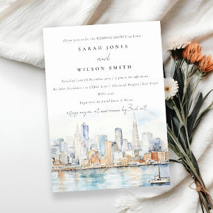 San Francisco Watercolor Landscape Wedding Shower Invitation