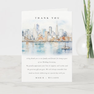 San Francisco Watercolor Landscape Wedding Thank You Card