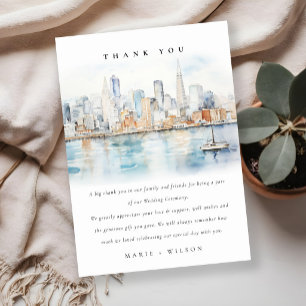 San Francisco Watercolor Landscape Wedding Thank You Card