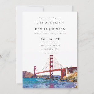 San Francisco Watercolor QR Code Wedding Invitation