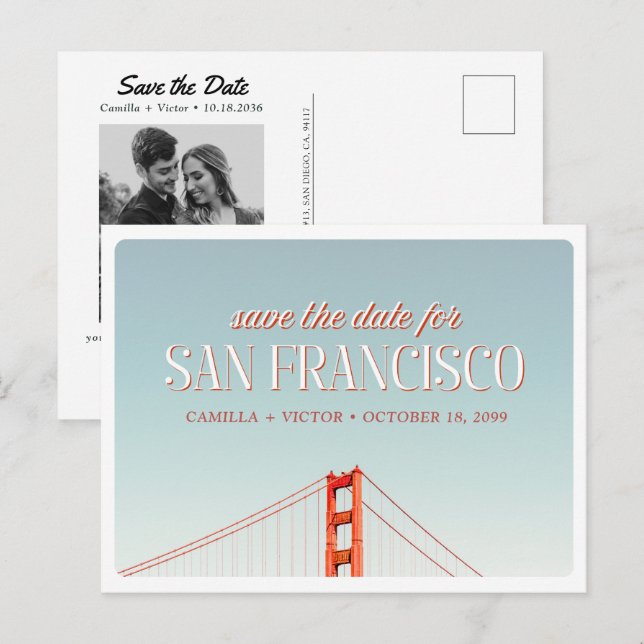 San Francisco Wedding Save the Date Photo Postcard (Front/Back)