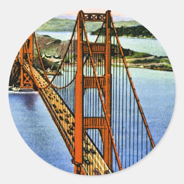 San Francisco's Golden Gate Bridge Classic Round Sticker (Front)