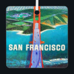 San Francisco's Golden Gate Bridge Metal Ornament<br><div class="desc">A great vintage poster of San Francisco's Golden Gate Bridge - the gateway to the Sonoma & Napa Wine Countries repurposed on an ornament.</div>