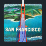 San Francisco's Golden Gate Bridge Metal Ornament<br><div class="desc">A great vintage poster of San Francisco's Golden Gate Bridge - the gateway to the Sonoma & Napa Wine Countries repurposed on an ornament.</div>