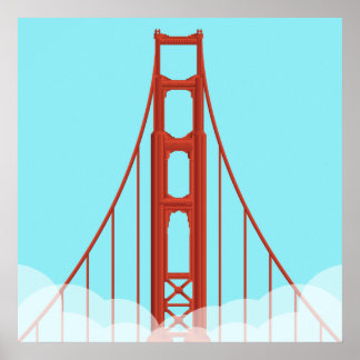 San Francisco's Iconic Golden Gate Bridge Illustra Poster