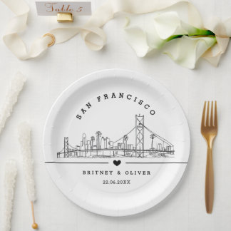 San Franciso Skyline – Custom Wedding favor Paper Plate