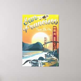 San Fransisco "Travel by air" Golden Sunset Canvas Print
