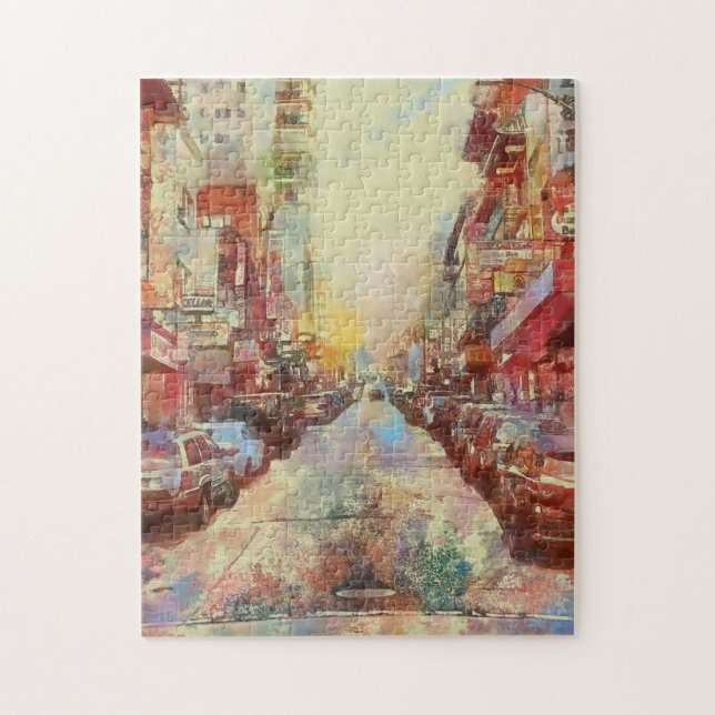 San Fransisco Watercolor CIty Scape Custom Text Jigsaw Puzzle (Vertical)