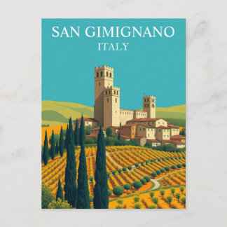 San Gimignano, Italy Towers Vintage Art Postcard