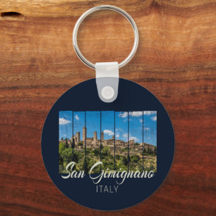 San Gimignano Tuscany Italy Vinatge Panoramic View Keychain