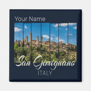 San Gimignano Tuscany Italy Vinatge Panoramic View Magnet