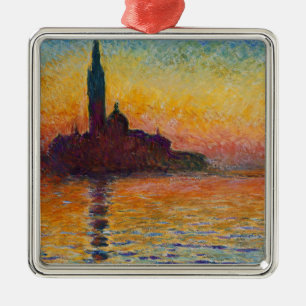 San Giorgio Maggiore at Dusk (by Claude Monet) Metal Ornament