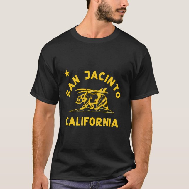 San Jacinto California Beach Flag Bear Surf Ca Vin T-Shirt (Front)