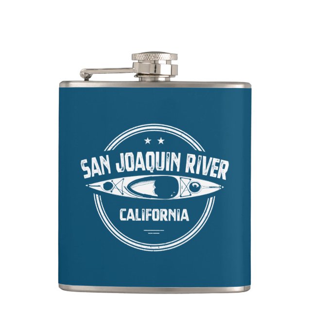 San Joaquin River California Kayaking Hip Flask (Front)