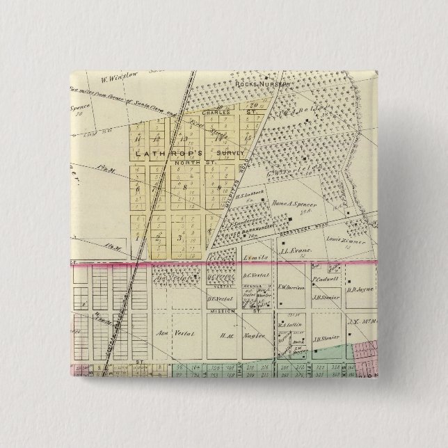 San Jose 2nd ward 2 Inch Square Button (Front)