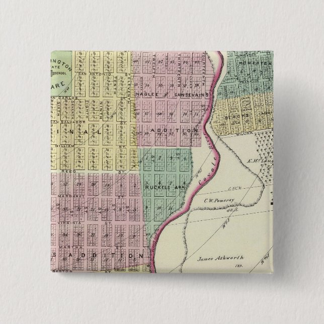 San Jose 3rd ward 2 Inch Square Button (Front)