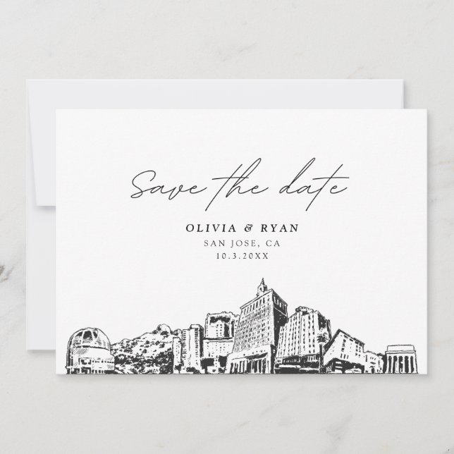 San Jose CA Wedding Save the Date Modern Invitation (Front)