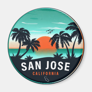 San Jose California Retro Sunset Souvenirs 80s Magnet