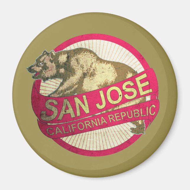 San Jose California vintage bear magnet (Front)