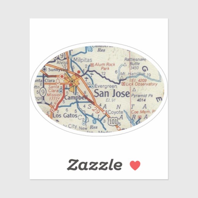 San Jose California Vintage Map (Sheet)