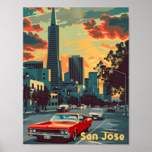 San Jose California Vintage Travel Illustration Poster