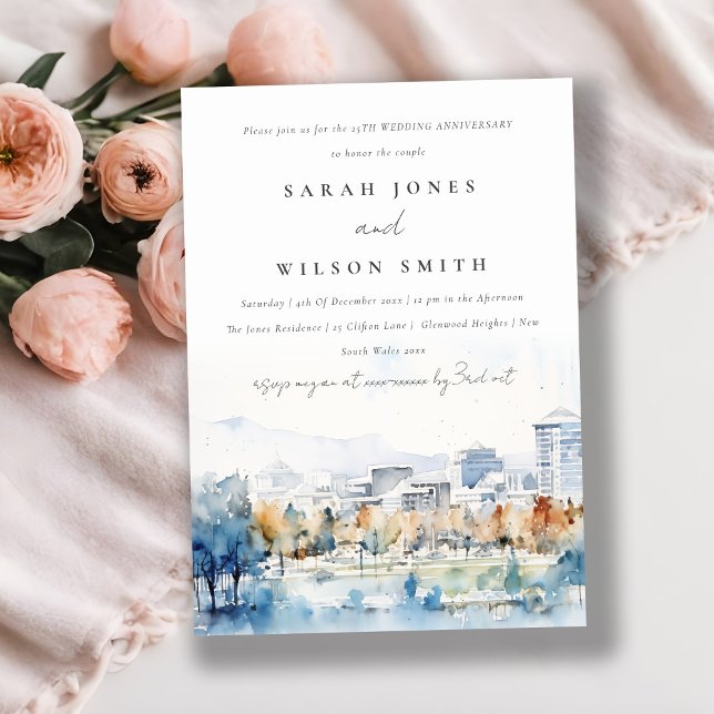 San Jose California Watercolor Wedding Anniversary Invitation (Creator Uploaded)