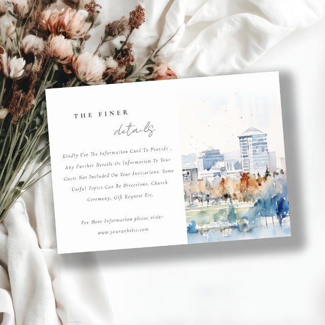San Jose, California Watercolor Wedding Details Enclosure Card (Creator Uploaded)