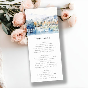 San Jose, California Watercolor Wedding Menu Card