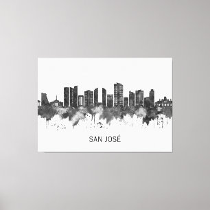 San José Costa Rica Skyline BW Canvas Print