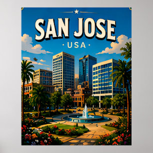 San Jose Downtown Skyline Poster
