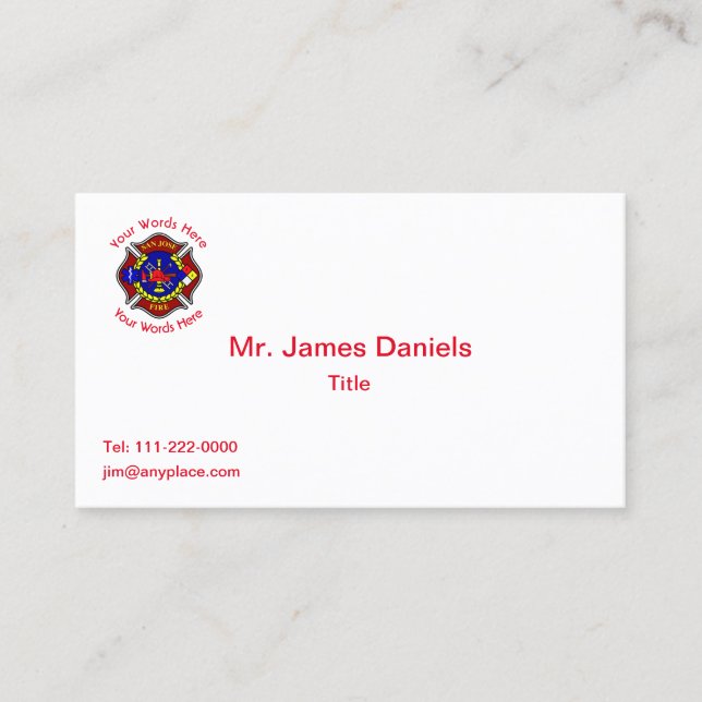 San Jose Fire Department Business Card (Front)