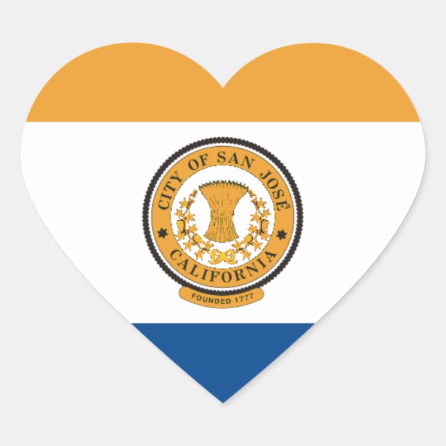 San Jose Flag Heart Sticker (Front)