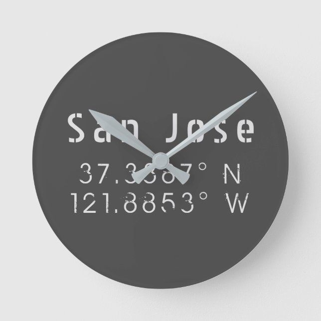 San Jose Latitude Longitude   Round Clock (Front)